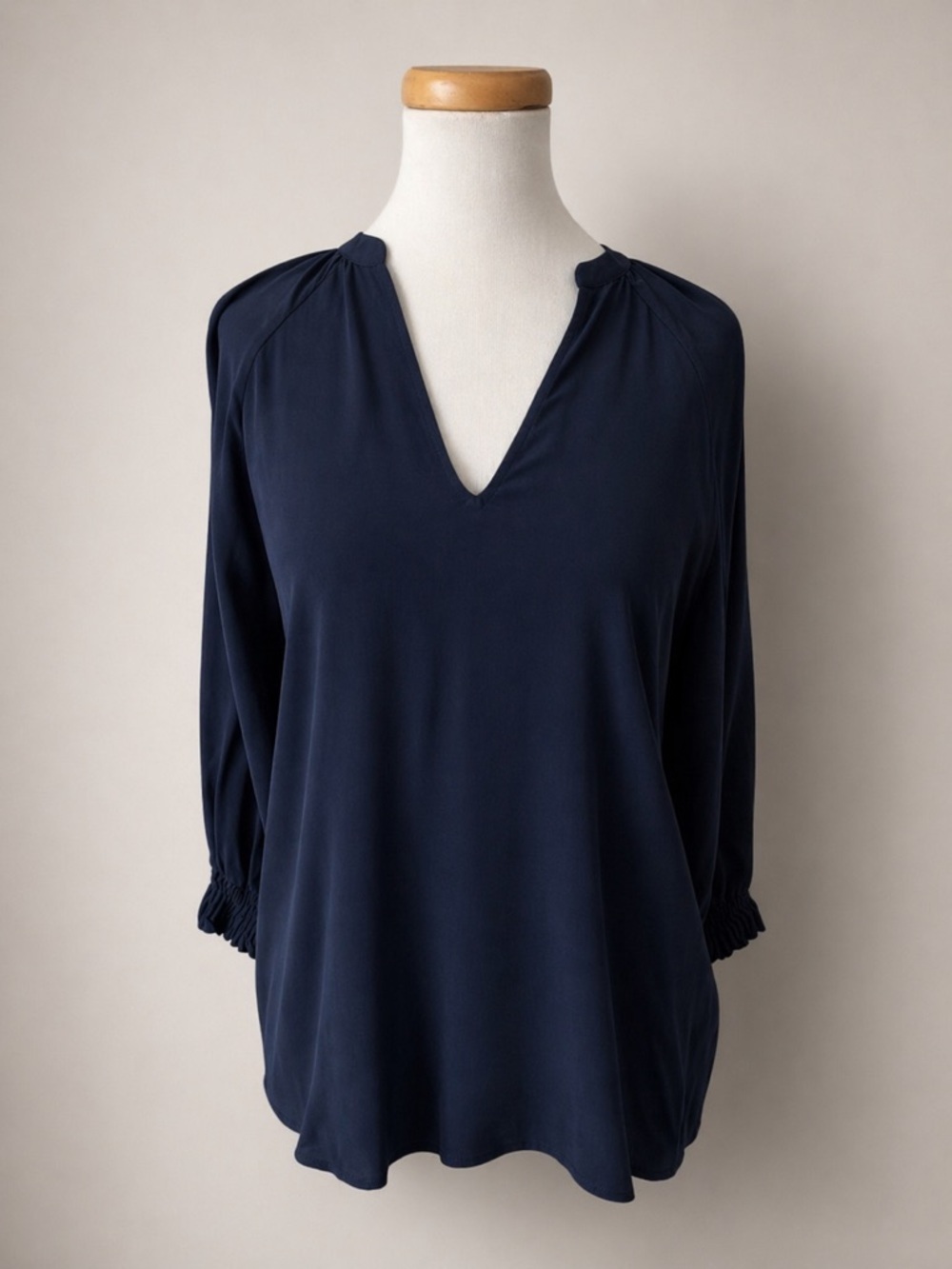 Gant Navy V-Neck Blouse Minimal Classic Workwear Top 2